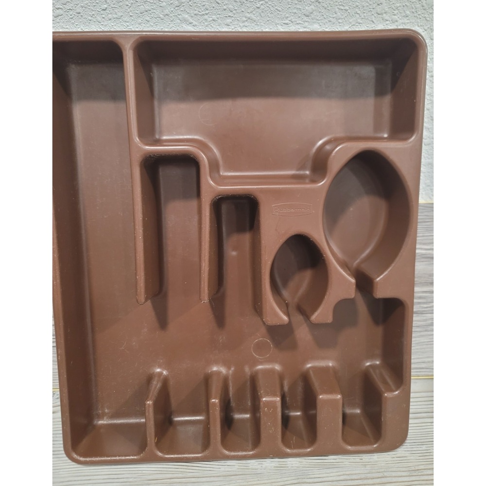 Vintage Rubbermaid Plastic Silverware Drawer Organizer Tray 2922 Brown